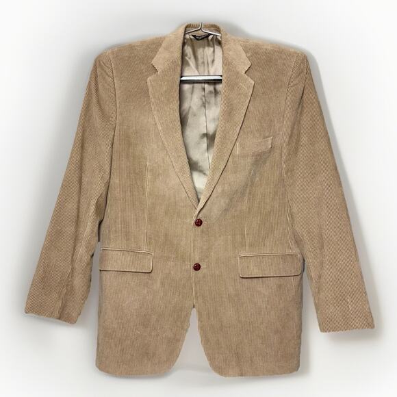 Lauren Ralph Lauren Blazer 42XL Camel Brown Tan Corduroy Suit Jacket Extra Tall - Picture 1 of 11